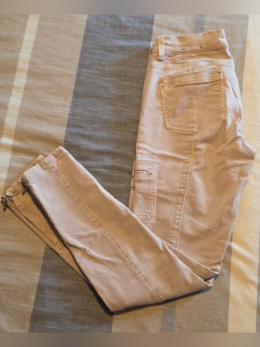 White House Black Market Light Beige Skinny Utility Jeans